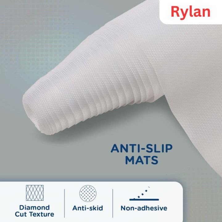 Image of Rylan (45 cm x 5 m) Multipurpose Anti-Slip Mat, Sheet for Fridge, Kitchens, Cupboard, Drawers, Shelf Liner | Super Strong EVA, Water Resistant (Diamond Texture, White)