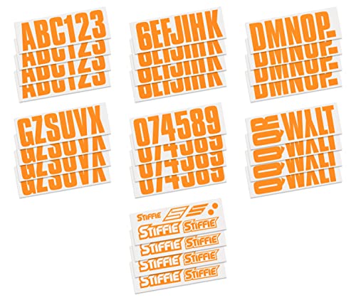 Image of STIFFIE Uniline Orange Crush 3 inch Super Sticky Boat & PWC Registration Decals • Numbers Letters Stickers