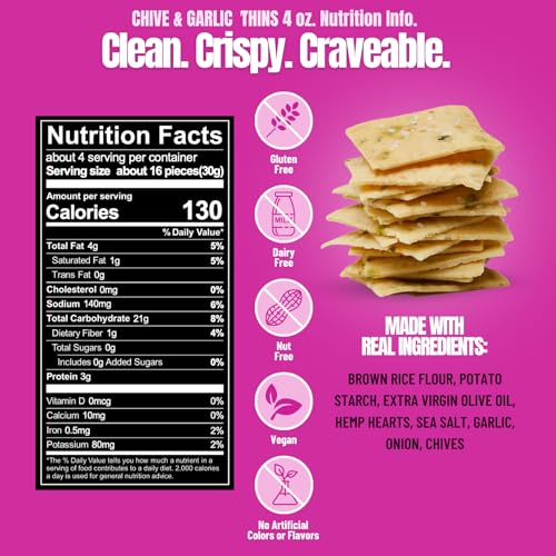 Image of Every Body Eat Snack Cracker Thins, Chive & Garlic - Gluten Free, Vegan, Dairy Free, and Seed Oil Free, 4oz