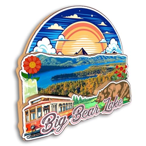 Imán Decorativo Redondo Big Bear Lake USA 3D miniatura 3