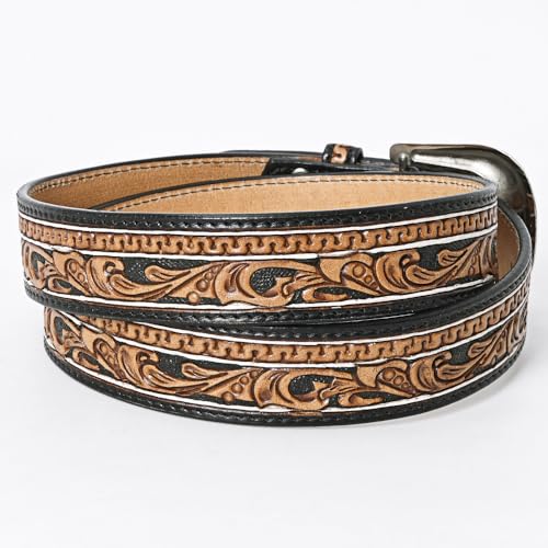 American Darling Extra Large Beautifully Hand Tooled Black Genuine Leather Belt Men and Women Western with Removable Buckle3