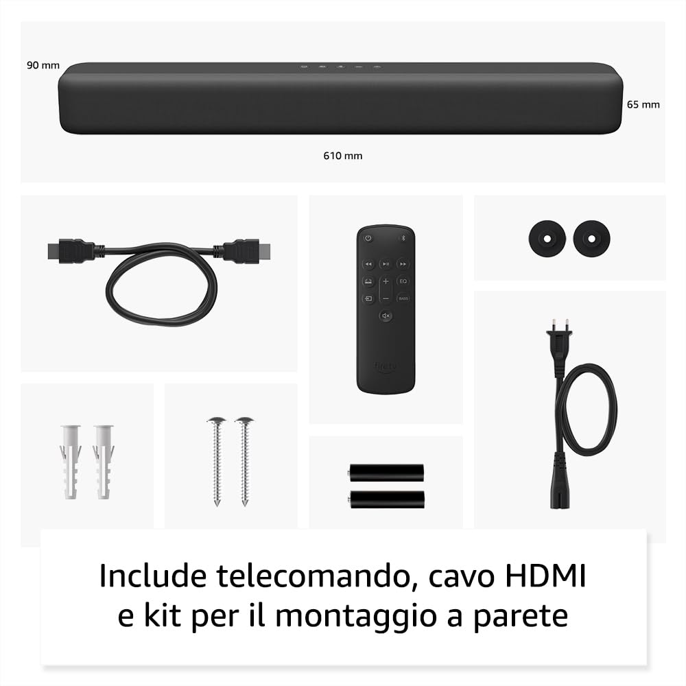 Ti presentiamo Fire TV Soundbar di Amazon, altoparlante 2.0 con DTS Virtual:X, Dolby Audio e Bluetooth