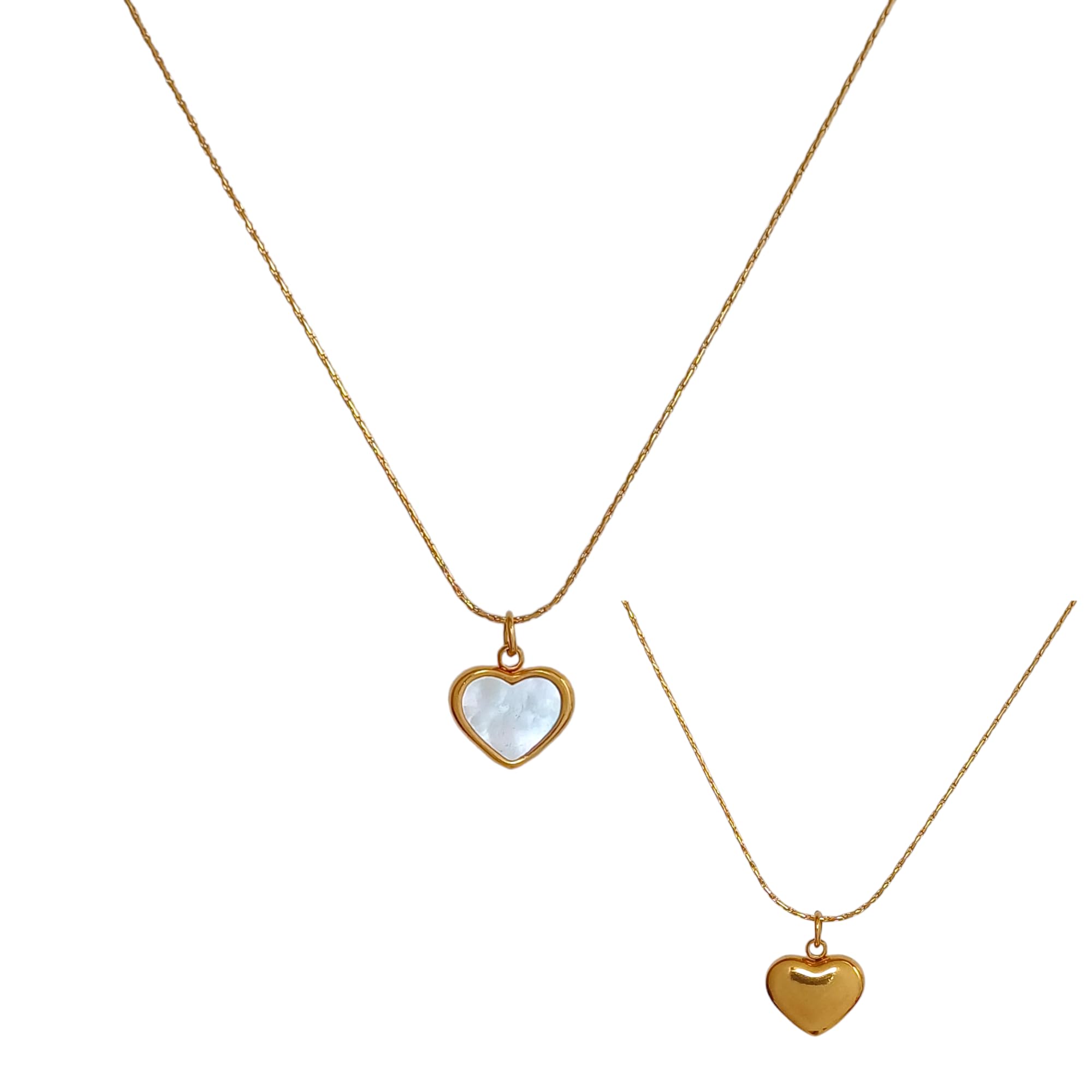 JEWILLEY Double Sided Anti Tarnish Gold Plated Stainless Steel Necklace Chain Heart Pendant Neckpiece Jewellery, Gifts for Women and Girls (B0DBM4421F) Amazon Price History, Amazon Price Tracker