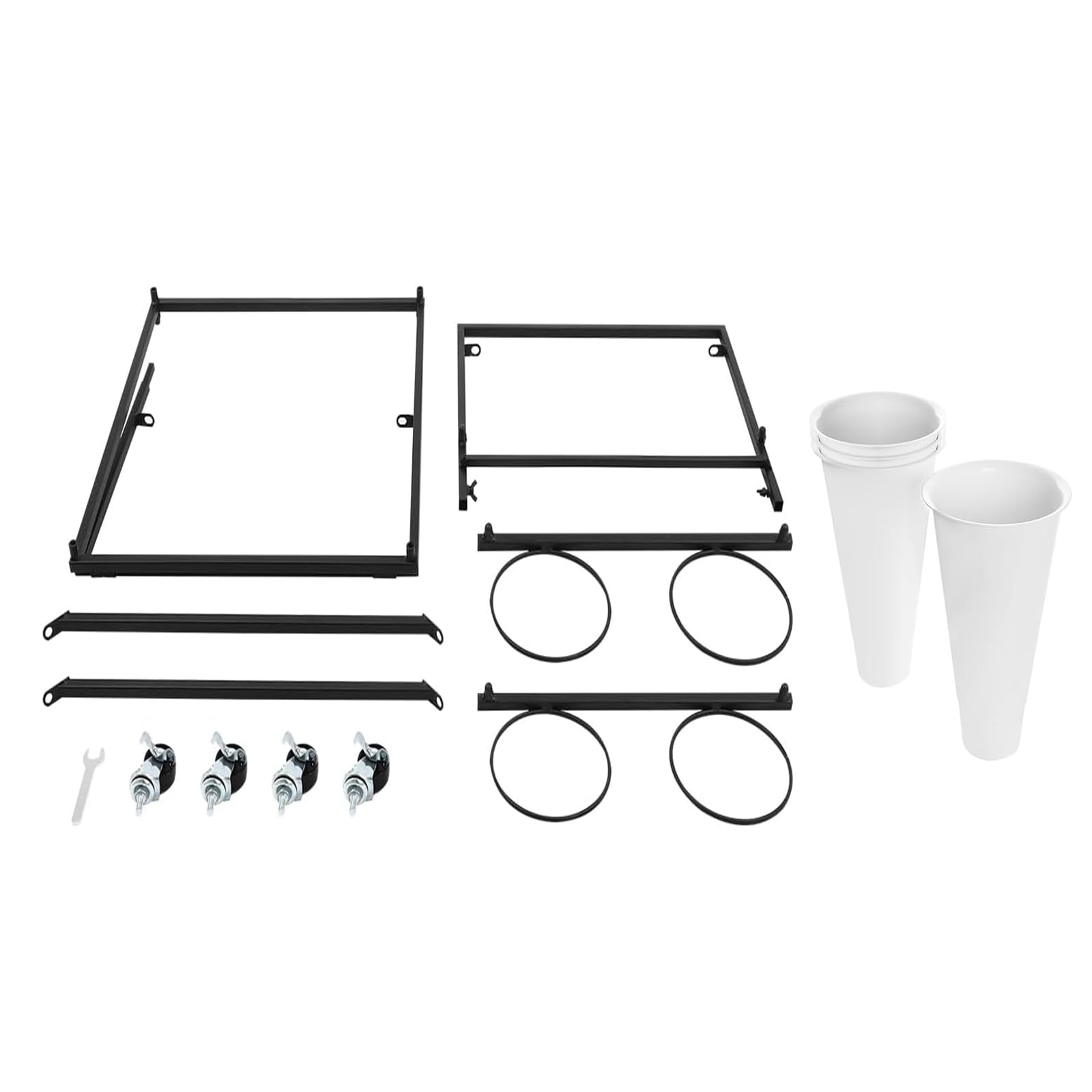 Présentoir de Fleurs avec roulettes, étagère à Bouquets Portable for Jardin, Balcon et événements en Plein air(2 Tier 4 White Bucket)