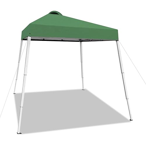 8x8 Top Pop Up Canopy Tent with Central Lock Design, Slant Legs, Backpack, Easy Outdoor Sun Shade for Events, Parties, Camping(Green)