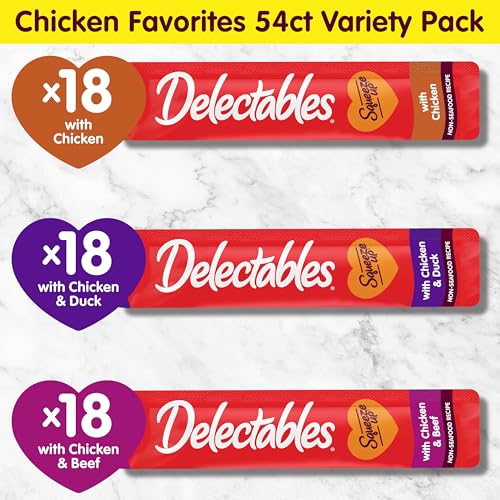 Delectables Squeeze Up Non-Seafood Variety Pack, Creamy Squeezable Puree, Lickable Wet Cat Treats, Grain Free, No Added Fillers, No By-Products, No Added Preservatives, 0.5 Ounces Tube, 54 Tubes Total - Thumbnail 6