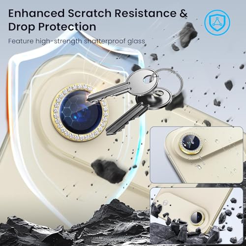 Image of Lensarmor Compatible With Light Gold Diamond iPhone Air Camera Lens Protector - 9H+ Tempered Glass with Diamond Coating, Scratch Resistant, Premium iPhone Air Accessories, Flash-Friendly Lens Cover
