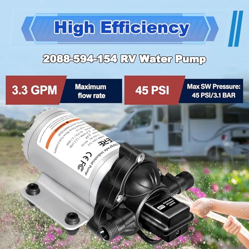 Image of 2088-594-154 Industrial Diaphragm Water Pump,115V 45PSI /3.1Bar 3.3GPM /11.4LPM 198GPH Industrial Pump,1 /2in Portable Electric Utility Industrial Pump for Beverage and Water Applications