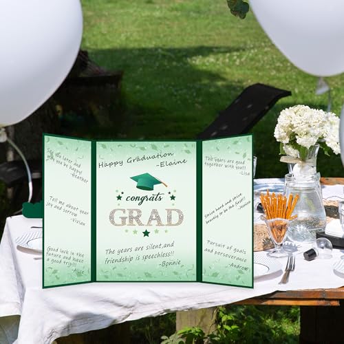 Image of Vlipoeasn 2PCS Graduation Guest Book Alternative, Green Gold Class of 2026 Party Decorations, Grad Signature Book for 2026 College High School, Unique Graduation Gifts for Friends