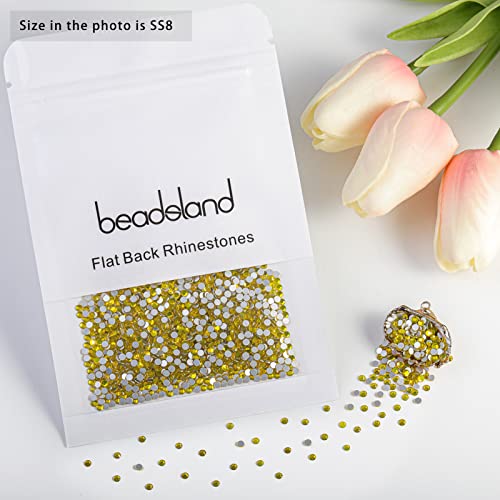 Image of Beadsland 2880pcs Flat Back Crystal Rhinestones Round Gems for Nail Art and Craft Glue Fix,Lemon Yellow,SS8,2.3-2.5mm | Flatback Glass Gems, 2.3-2.5mm, for Nail Art Craft, Glue Fix,Citrine