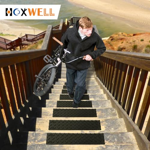 Hoxwell NBM1504-12 Pcs Rubber Stair Tread For Wooden Steps, 15.5 Inch X 4 Inch Skid Resistant Stair And Outdoor Stair thumb #7