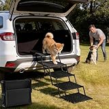 Zendova Dog Stairs for Car - Foldable 5-Step Non-Slip Pet Stairs for Home, Lightweight Dog Steps for Senior & Small Dogs to SUV, Truck, Bed - Supports 200 lbs