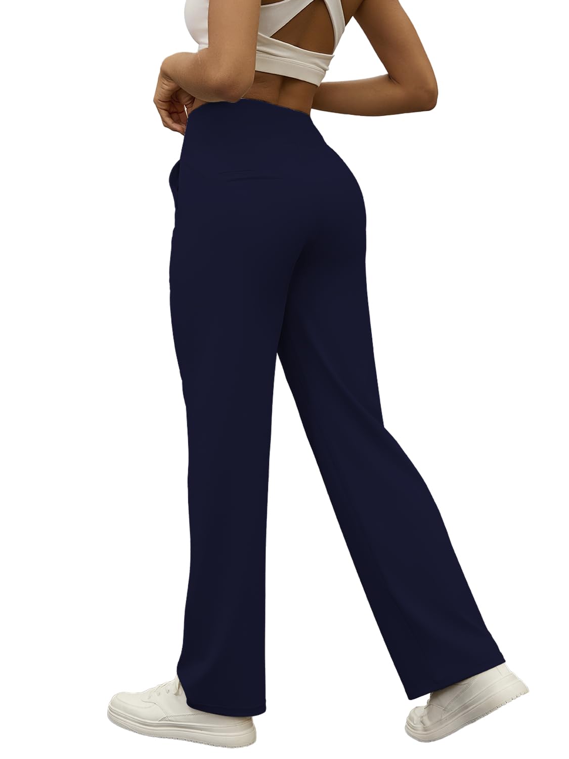 ZFLM Women Casual Workout Wide Leg Elastic High Waist Pants with Pockets Tracksuit Streetwear