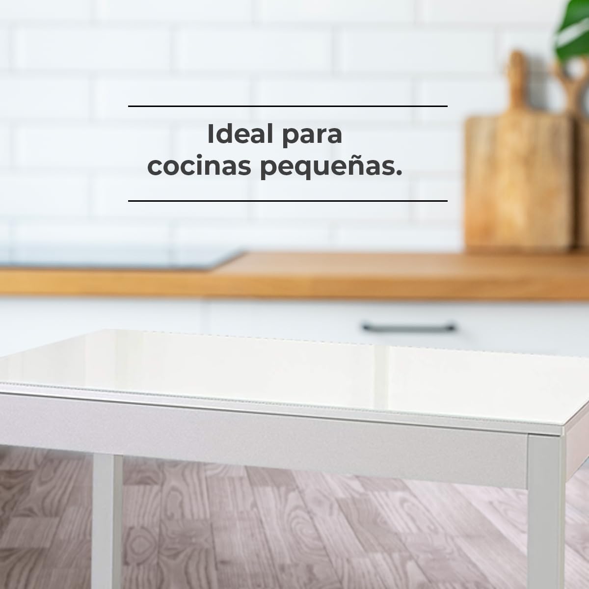 ASTIMESA Mesa de Cocina, Metal, Blanco, 100x60cm-extendida 150x60 cms