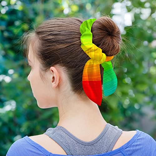 Chouchous à cheveux avec nœuds motifs trèfles et arc-en-ciel colorés et originaux