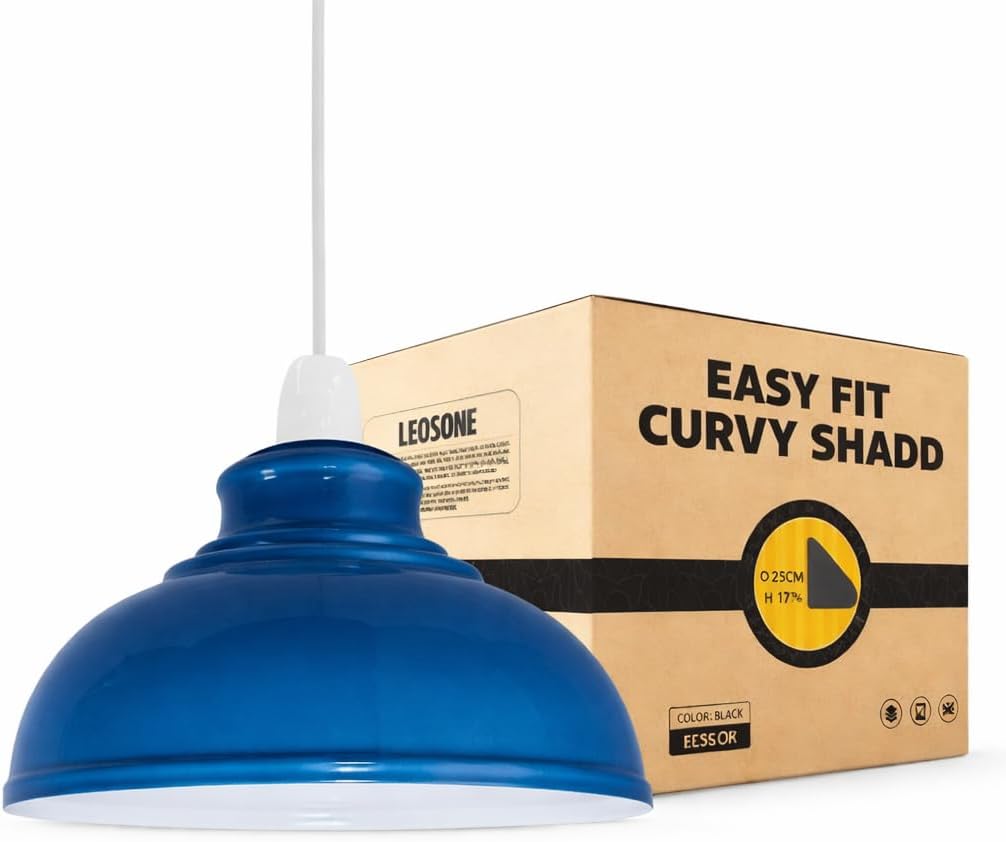 Yellow Pendant Light Shade – LEDSone 11" Retro Curvy Metal Ceiling Lamp Shade, Vintage Industrial Hanging Lampshade for Kitchen Island, Dining Room, Home Bar & Cottagecore, E26 Compatible