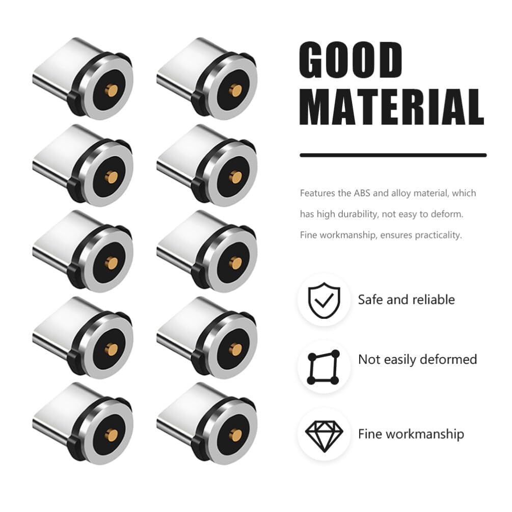 Housoutil USB C Magnetic Adapter, 15PCS Aluminum 360 Degree Rotating Cable Connector for Type C Devices, 0.39x0.31x0.19 Inch