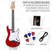 LyxPro CS 30 Electric Guitar Kit for Beginner, Intermediate & Pro Players with Guitar, Amp Cable, 6 Picks & Learners Guide | Solid Wood Body, Volume/Tone Controls, 5-Way Pickup - Red