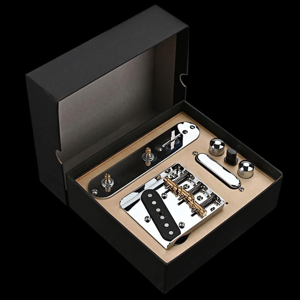 Juego de pastilla de guitarra, placa de control de interruptor de 3 vías con puente de sillín y pastilla Alnico V para guitarras eléctricas Telecaster, arce natural
