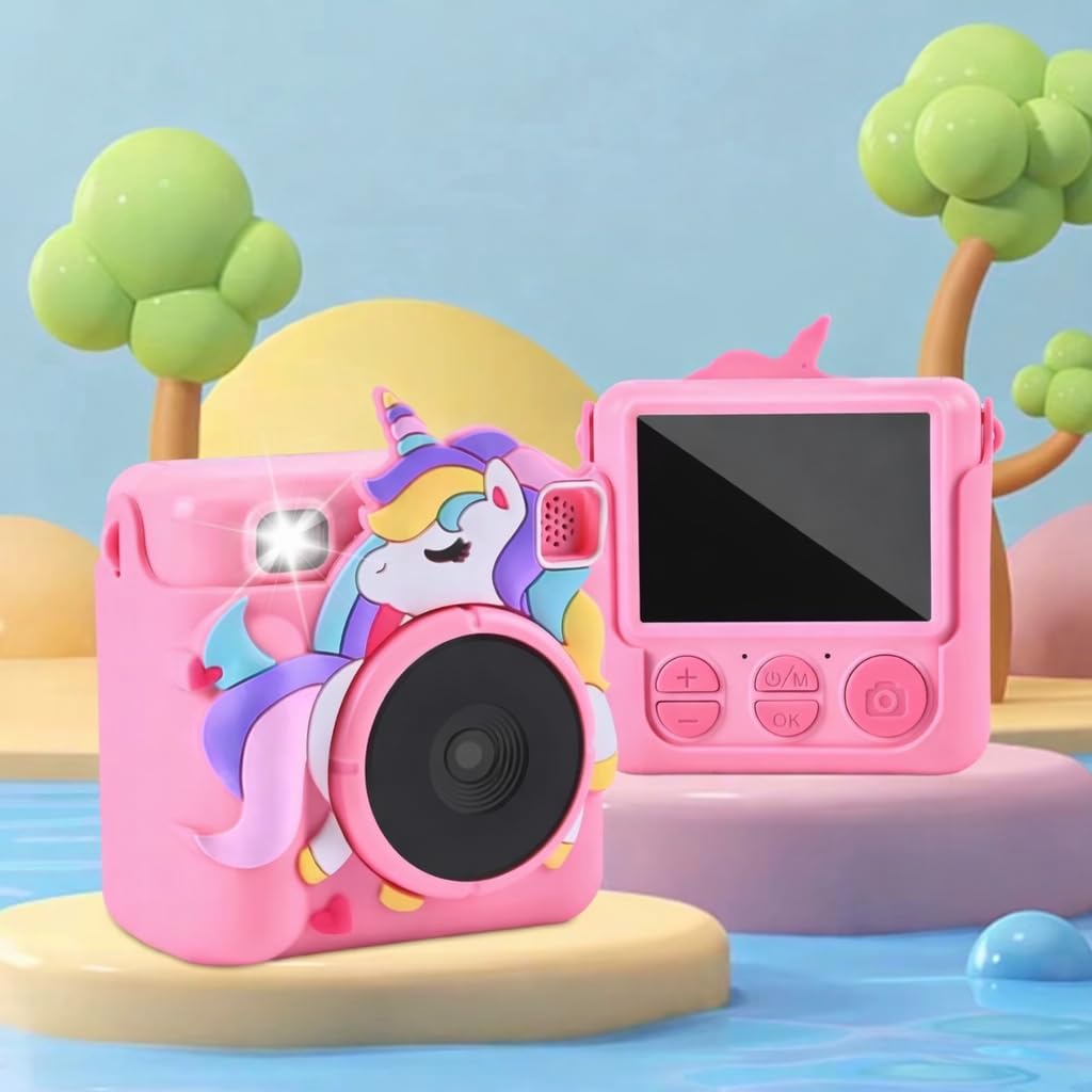 Cámara Infantil con Impresora Térmica, Cámara Digital para Niños con Pantalla, Zoom 16X, Tarjeta SD 32GB, Papel de Impresión y Accesorios Incluidos – Regalo Educativo