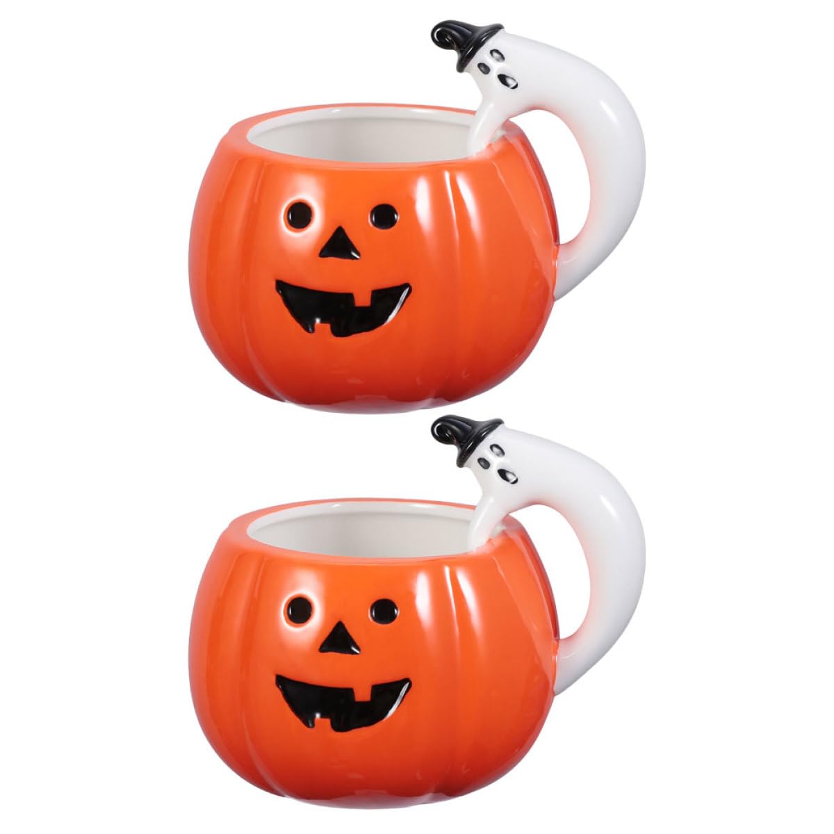 2 Tazas de Cerámica Forma de Calabaza, Tazas Prácticas para Halloween y Fiestas Decorativas