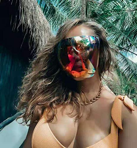 Oversized Full Face Polarized Large Mirror Sunglasses Huge Big M-A-S-K, Multicolor Protective Face Shield Full Cover Visor Glasses