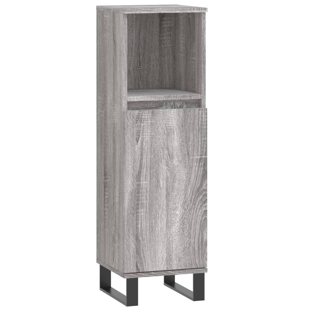 Générique Armoire Salle de Bain Sonoma Gris 30x30x100 cm Meubles Armoires & Meubles de Rangement Meubles-lavabos Meubles-lavabos de Salle de Bains (Poids 14.6KG)
