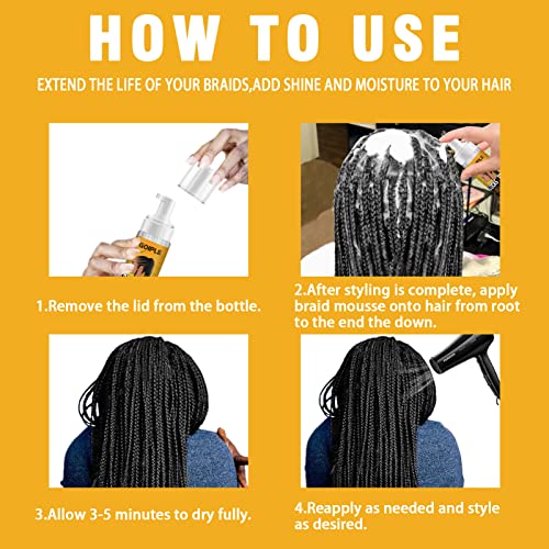 Goiple Braid Foam For Braids, Twists, Locs - No Flake Extra Hold & High Shine - Lightweight Mousse Moisturizes & Styles Hair thumb #5