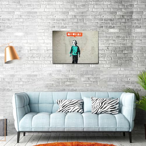 Giallobus - Obraz - Banksy - Dziecko płacze - Standaard frame canvas - 70x50 - Gotowe do powieszenia - Nowoczesne obrazy do domu