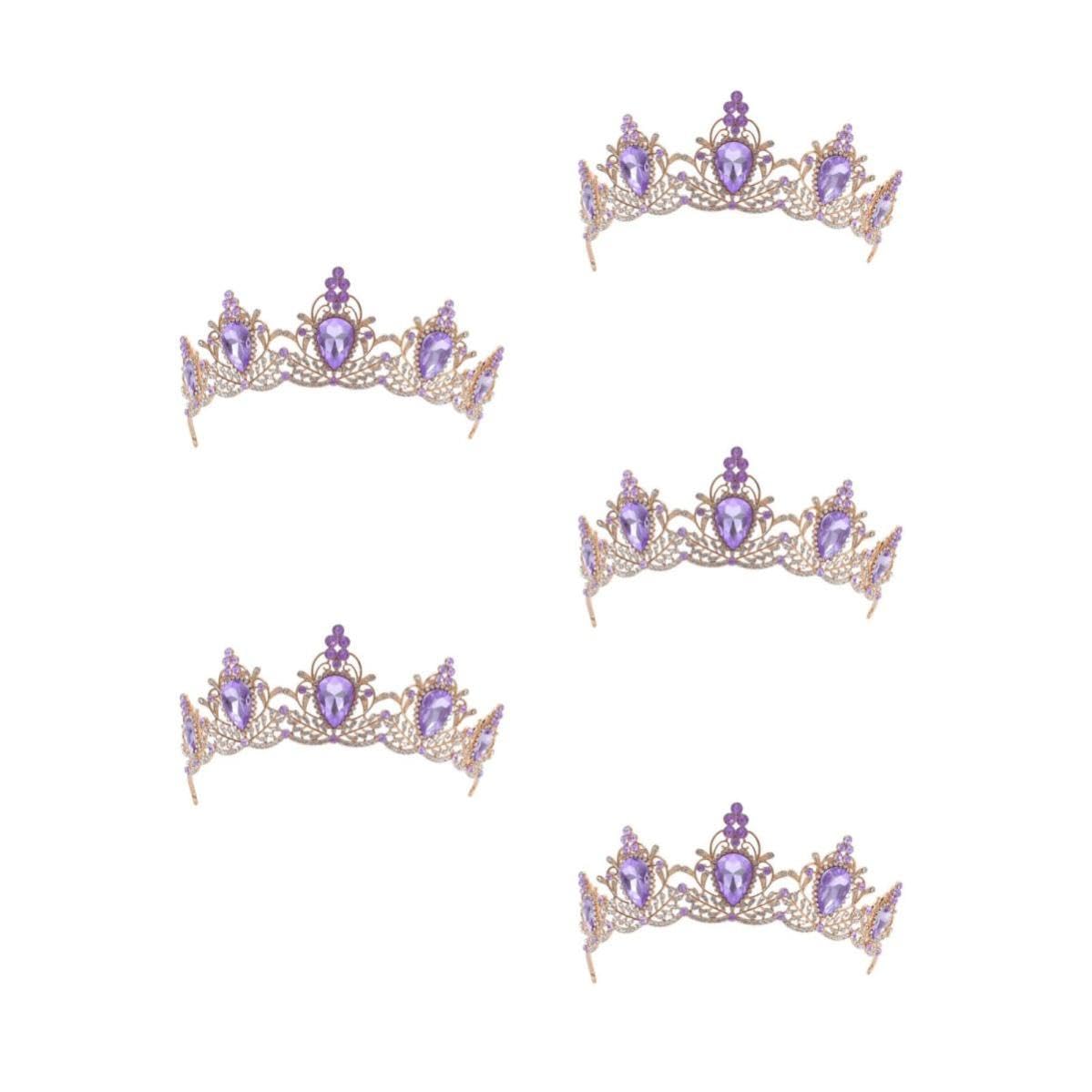 Healeved 5 Piezas Tocado de Novia Vintage Barroco Cristales de Imitación Púrpura, Ligera y Cómoda para Bodas y Halloween, Accesorio Elegante para Mujer