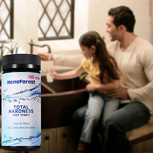 Water Hardness Test Strips,Upgraded 100ct,0-425 mg/L, HoneForest Hard Water Test Kit, Testing Total Hardness of Water Softener, Drinking Water Quality, Pool Water,etc