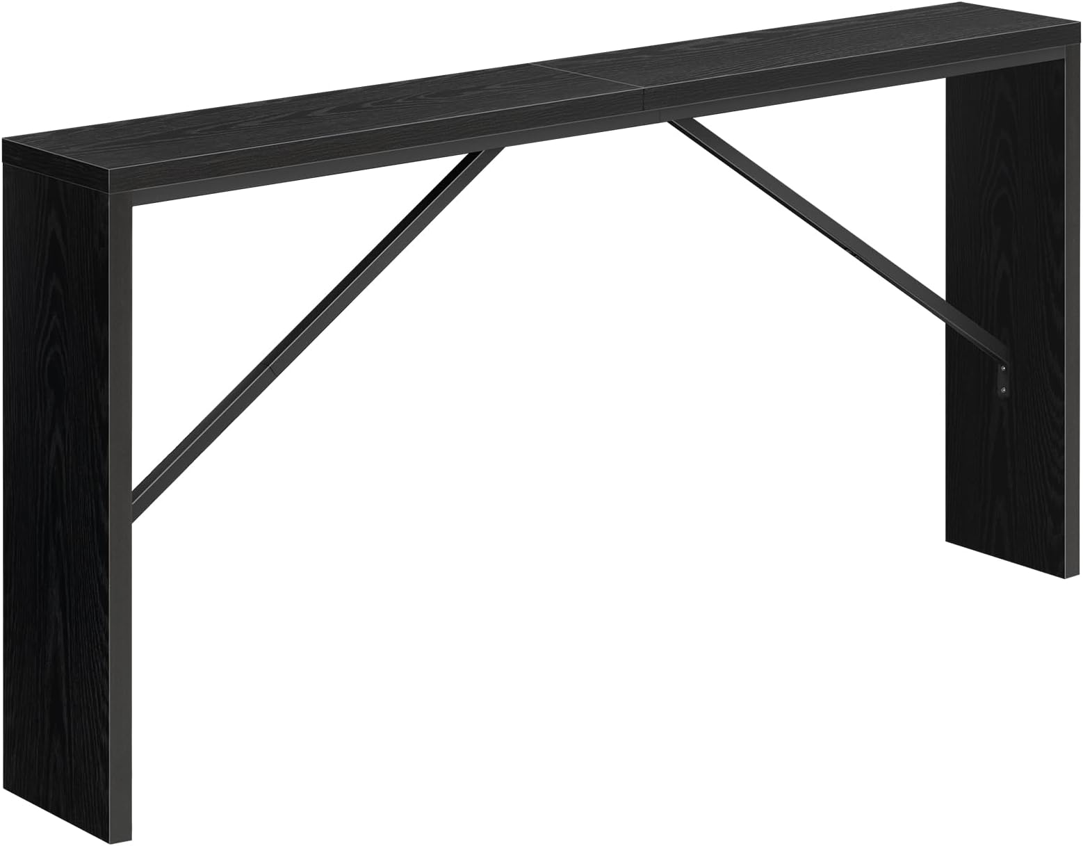 Console Table, 62.2" Long Sofa Table Behind Couch, Narrow Entryway Table, Farmhouse Dining Table with Angled Metal Frame, Industrial Console Table for Entryway, Black CTHB15801