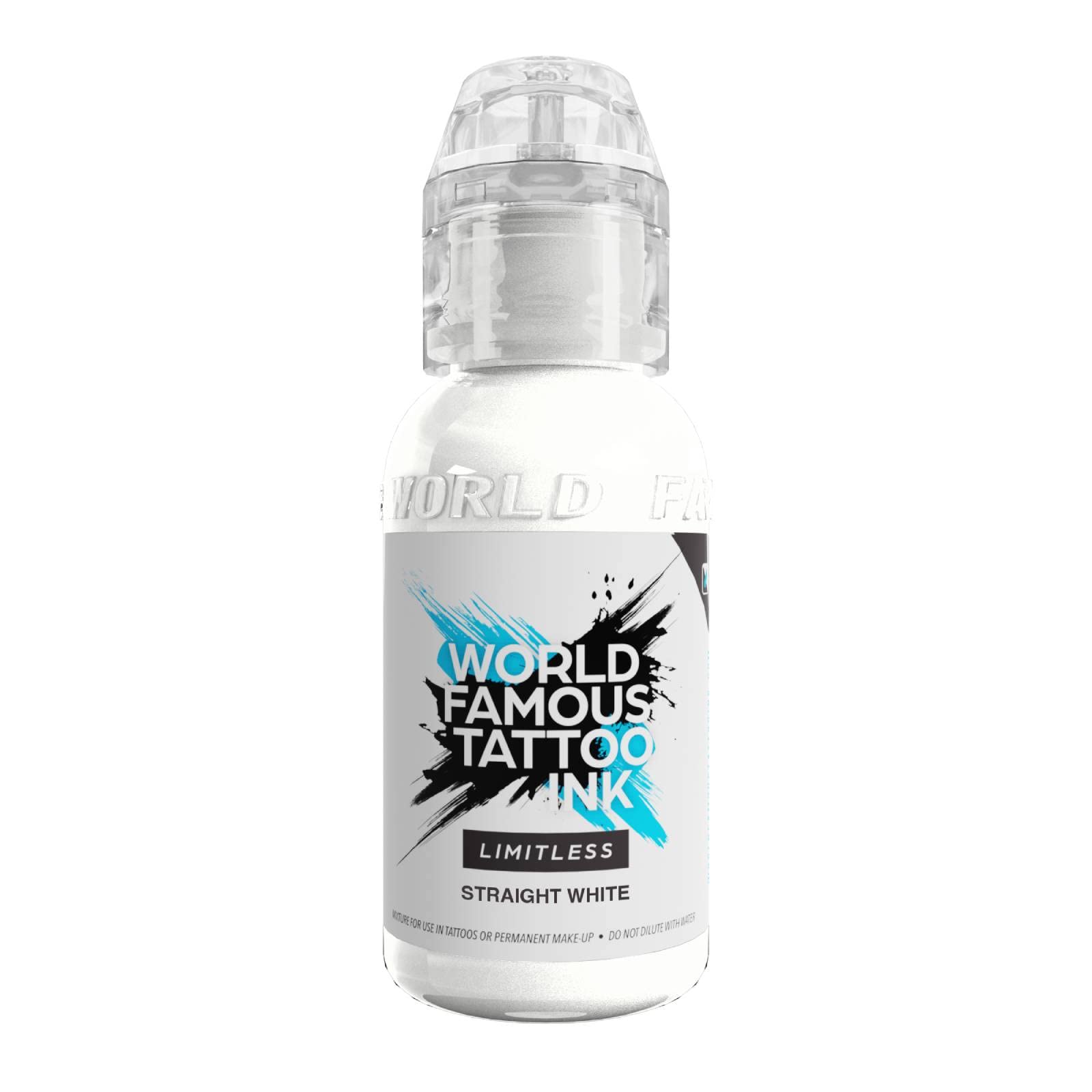 World Famous Limitless Tattoo Ink, Vegan Professional Premium Permanent Tattooing Inks, Straight White, 240ml