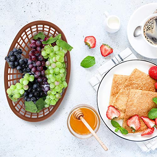 Cabilock 6 peças de cestas de plástico ovais para fritas, hambúrgueres, sanduíches, bandejas de alim