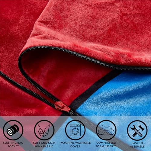 Image of Marvel Spider-Man Oversized Kids Floor Lounger,Soft Plush Chair with Pillow & Cushion, Comfortable Portable Nap and Play Mat for Bedroom or Playroom