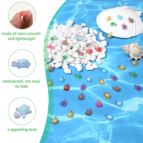 KALIONE 200 Stück Mini-Schildkröte Leuchtend, DIY Mini Figuren Tiny Resin Animals Niedlich Harz Figuren Winzige Schildkröten für Gartendeko, Heimdekoration, Landschaftsgestaltung