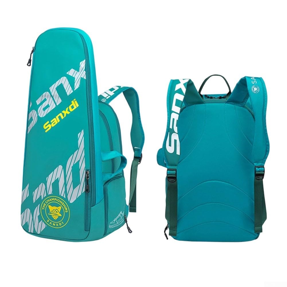 Squash- und Tennisschlägertasche mit Wärmedämmung Schuhfach plus Laptophülle für Badmintonspieler, tragbarer Rucksack, Grün