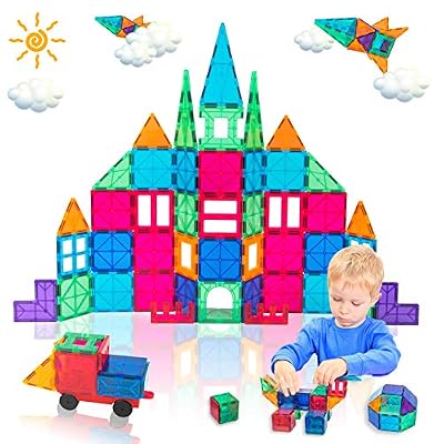 Anbalulu Magnet Tile Building Blocks Magnet Toys Extra Strong Magnets & Super Durable 3D Tiles, 100PCS Inspirational Educational Toys for Over 3 Years Old Boys Girls as Gifts