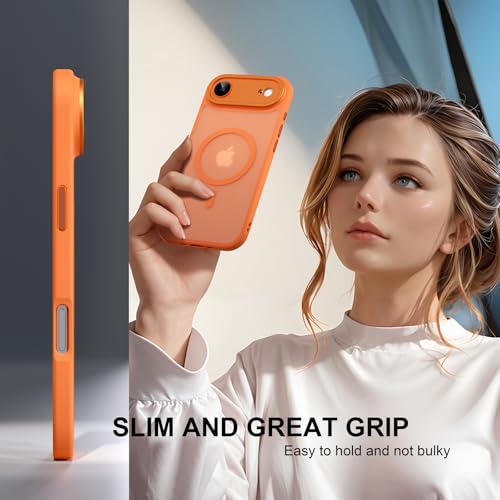 Misea Magnetic for iPhone 17 Air Case Compatible with MagSafe [Military Grade Drop Protection] Full Camera Lens Protector Translucent Matte Phone Case for Women Girls 6.5 inch, Orange - image 7