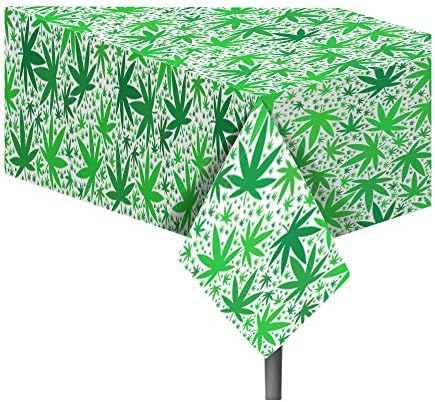 Cannabis Leaves Tablecloth, Weed Leaf Tablecloth Pot Leaves Tablecloth 54 x 87 Inch 2 Pcs Marijuana Table Covers Disposable Rectangular Table Covers for Birthday Picnic Baby Shower Decoration Supplies