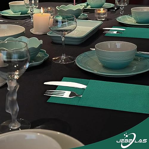 Servilletas de cena con bolsillo integrado JEBBLAS de tacto lino desechables 5
