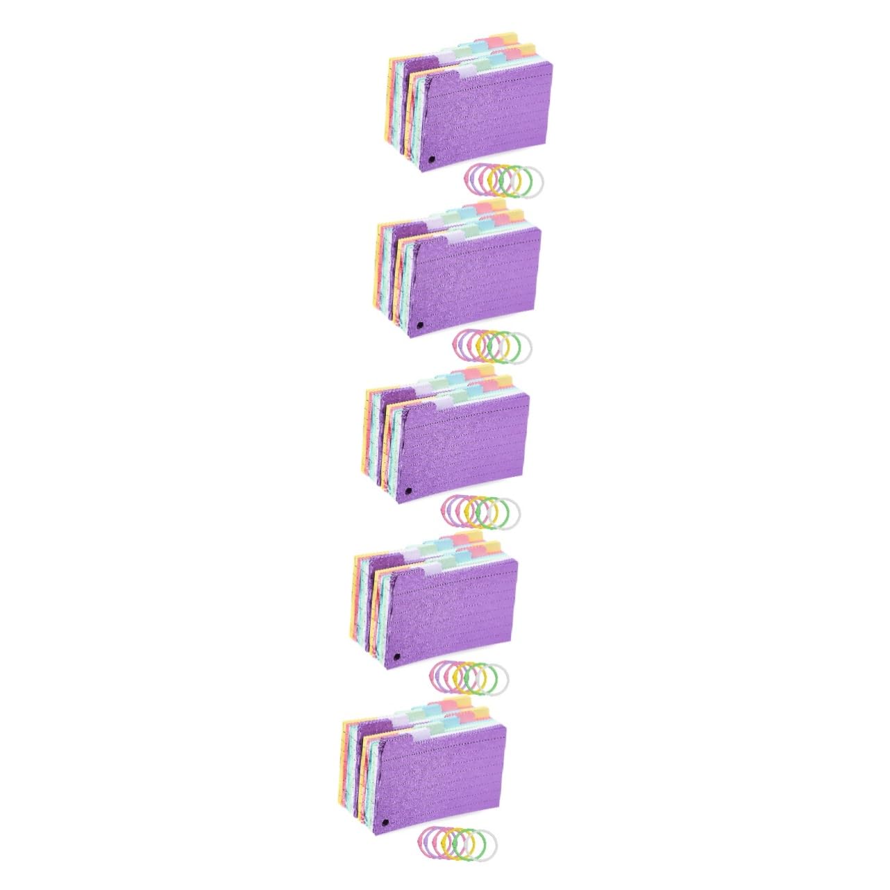 DOITOOL 5 Sätze Spule Notizblock Sortiert Gefüttert Gestanzt Mehrfarbige Karteikarten Lernkarten Studieren Linierte Karteikarten Wortschatz Karte Papier Zufällige Farbe 300 Blätter * 5