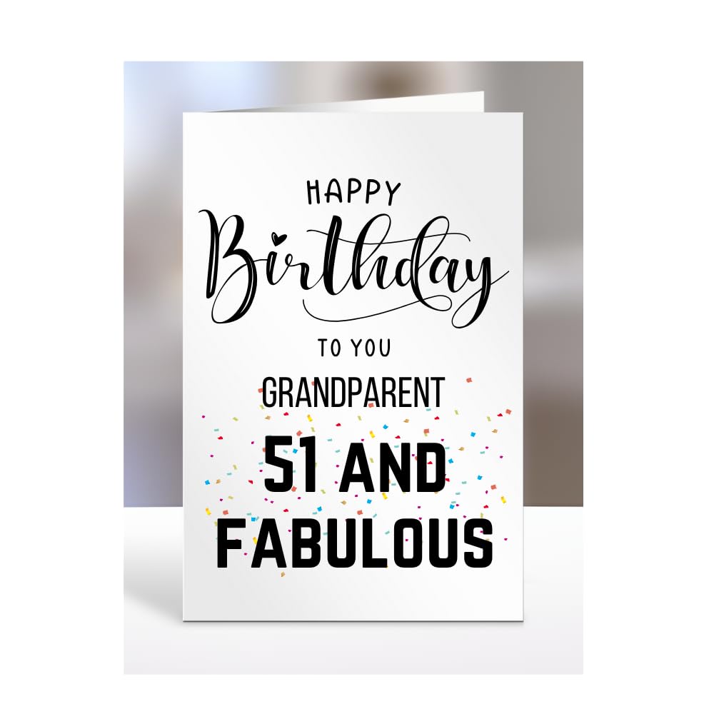 51st Birthday Card for Grandparent, Happy Birthday, Gifts for Men or Women, Presents for Christmas, 51 and fabulous, 51 years old, Greetings Card, A5-101a_105 — image 1