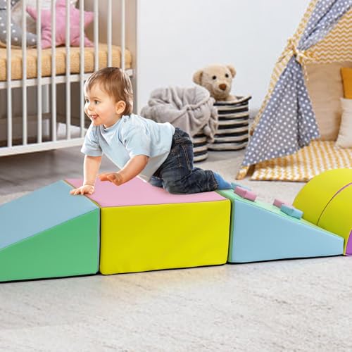 Image of GarveeLife Foam Climbing Blocks for Toddlers, Waterproof Toddler Climbing Toys, Baby Jungle Gym Indoor Lightweight, Easy to Clean Foam Play Gym 5PCS