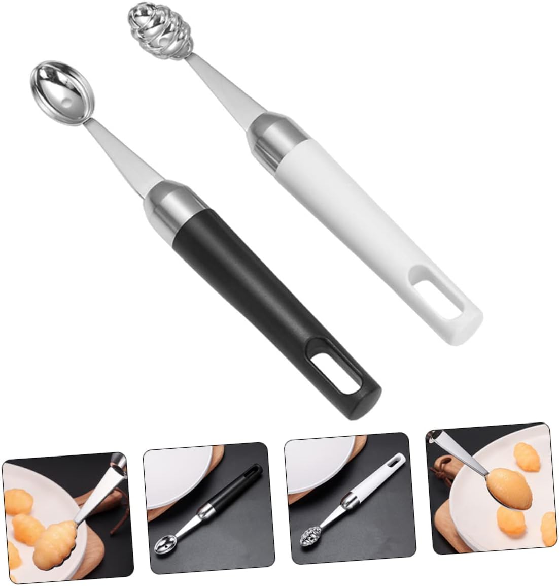 2pcs Stainless Steel Melon Baller Scoop for Cantaloupe Cucumber