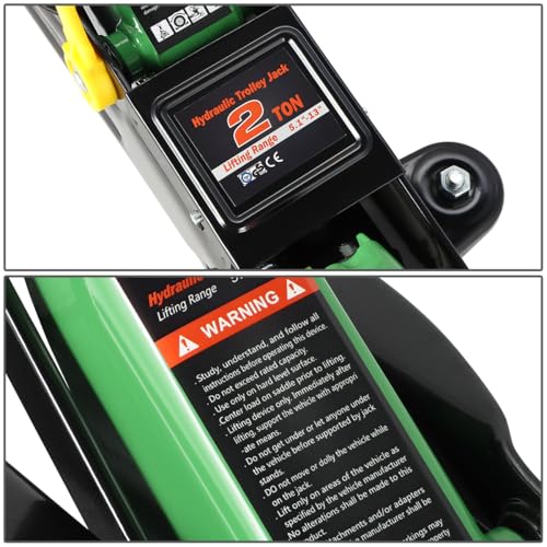 Image of PM PERFORMOTOR Low Profile Hydraulic Trolley Service /Floor Jack, 2 Ton (4000 lbs) Capacity, Lifting Range 5.1 inch-13 inch,Green,PM-TOL-FJ20-GR