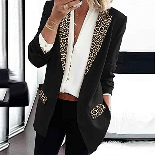 Women's Fahion Leopard Notch Laple Blazer Jackets Casual Office Suit Outwear Dressy Spring Fall Coats3