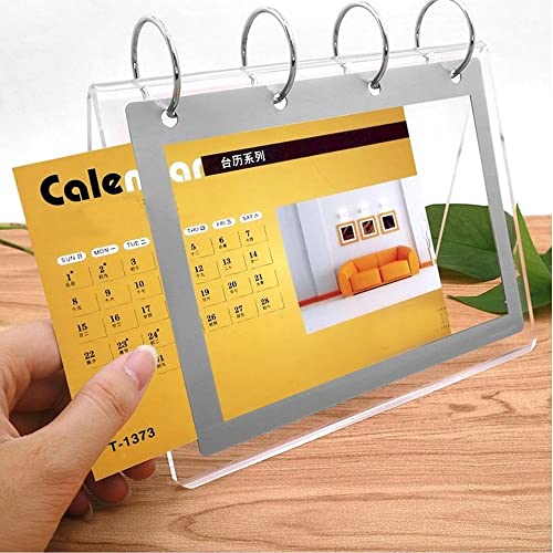 Acrylic Calendar Organizer Photo Sign Menu Stands Desk Tabletop Flip Calendar Album With 6 Pvc Pocket Display Newly Calendar Photo,Clear #TOP5