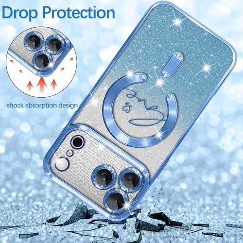 Image of ZIYE Magnetic Case Designed for iPhone 17 Pro Max Glitter Case-Blue