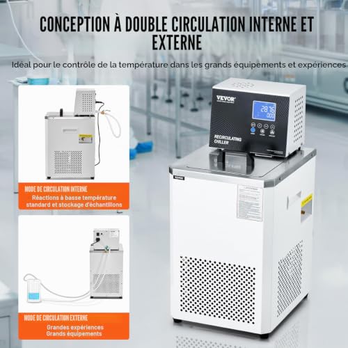 VEVOR Refroidisseur de laboratoire 6 L, pompe de circulation de refroidissement de laboratoire -5~100 ℃, écran LCD, refroidisseur refroidi par eau à circulation de bain-marie en acier inoxydable 304 – vue 5